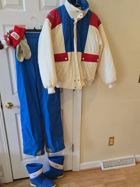 1988 Vintage Calgary Olympics ABC Sports Anchor Snow Outift Jacket, Pants, Boots